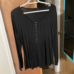 Black babydoll long sleeve top